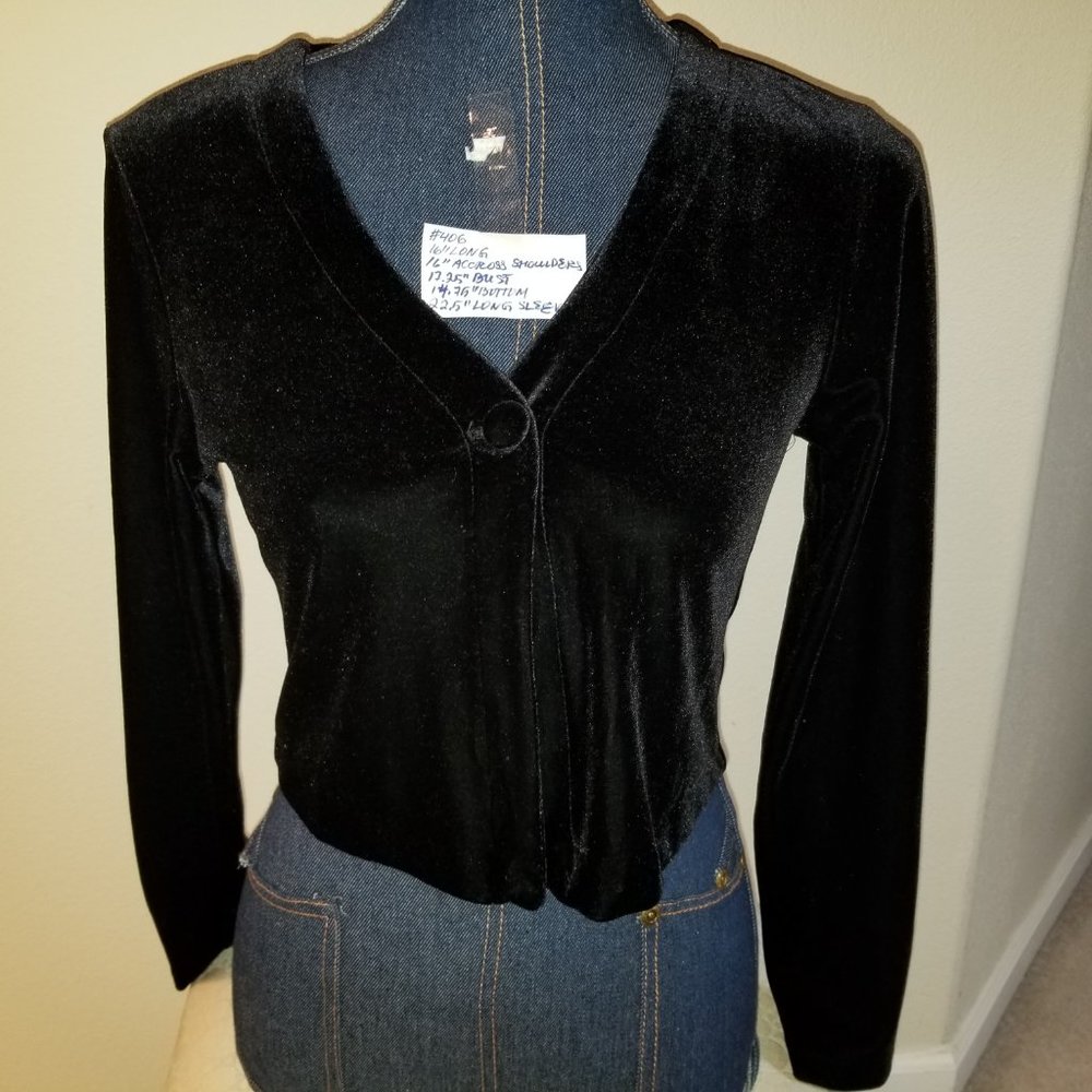 Black Velvet Women's Cropped Jacket - Unbranded